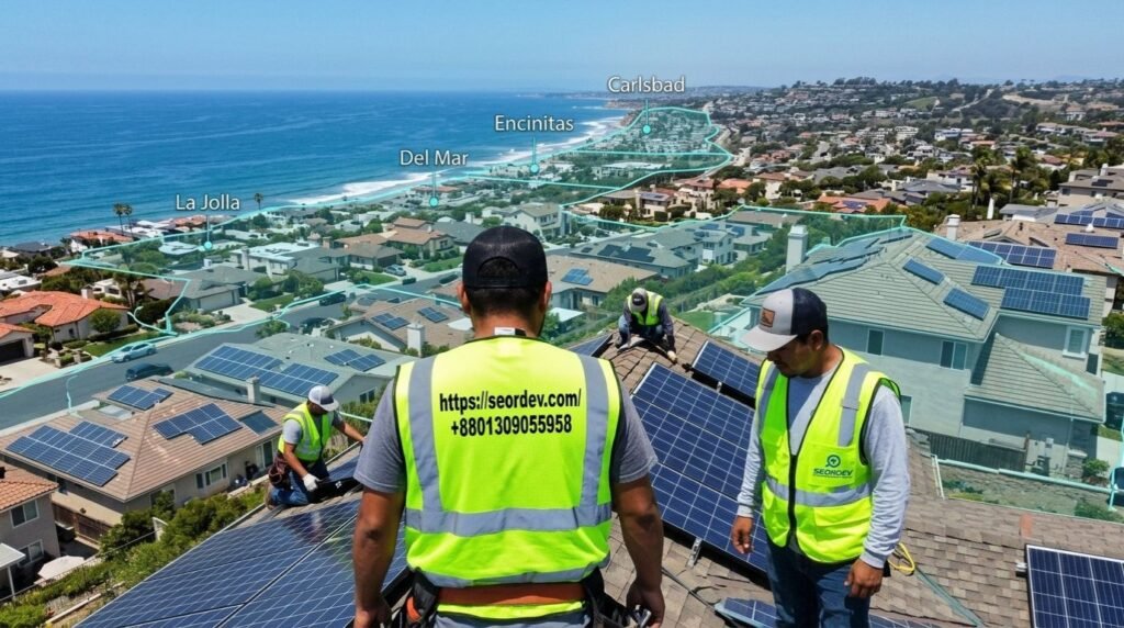 San Diego solar lead generation service areas map_ La Jolla, Del Mar, Encinitas, Chula Vista & more – SEORDEV coverage